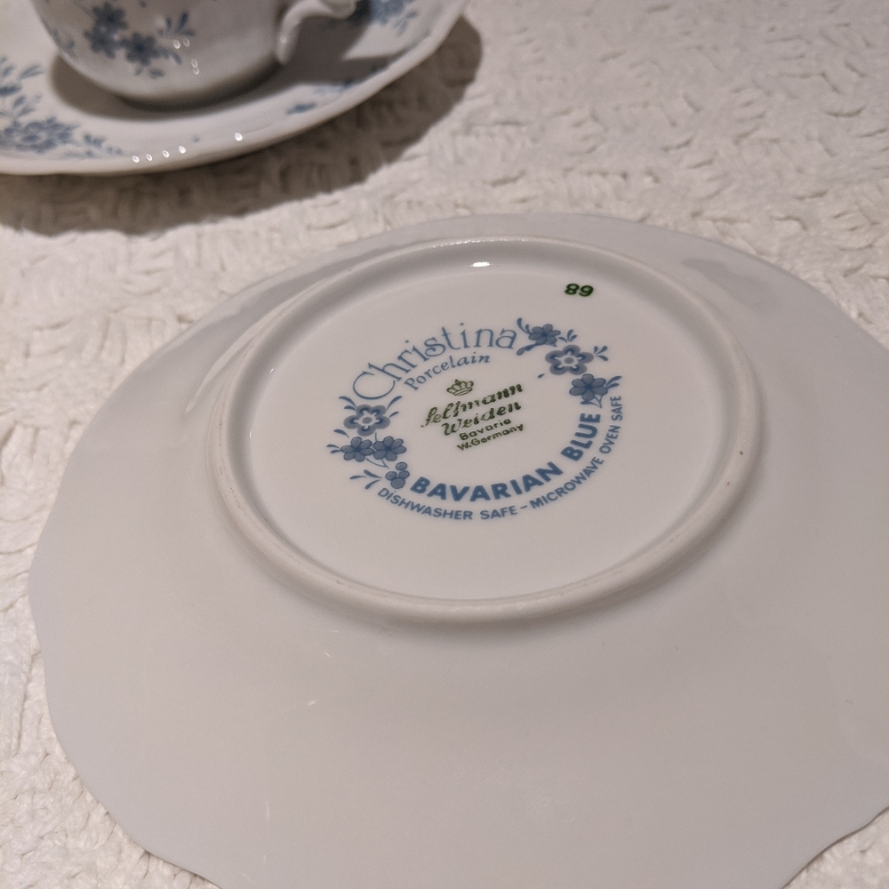 Seltmann Weiden Cup Saucer Bread Plate Blue - Picture 7 of 8